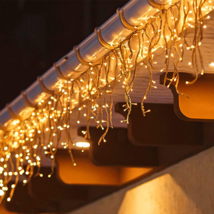 SALCAR LED Lichtervorhang Außen, Eisregen Lichterkette Outdoor mit Fernbedienung und Timer, Warmweiß