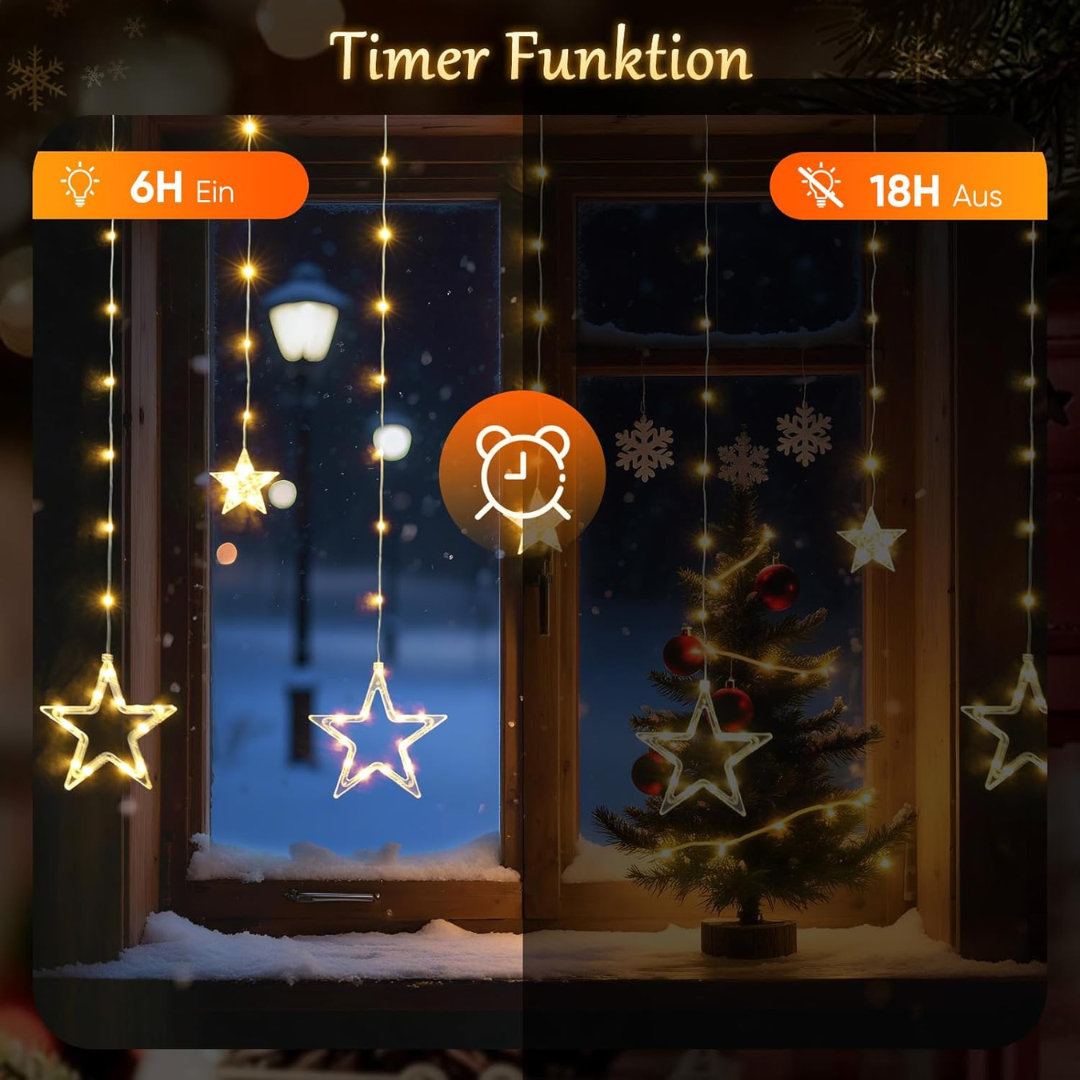 LED Sterne Lichtervorhang, mit 8 Modi, Timer und Memory – Bild 6