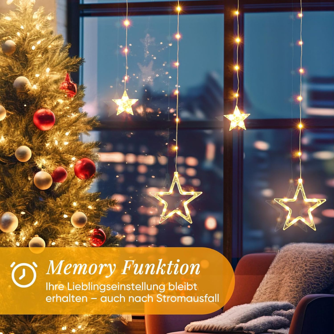 LED Sterne Lichtervorhang, mit 8 Modi, Timer und Memory – Bild 7