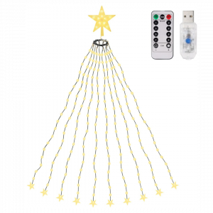 Weihnachtsbaum Lichterkette mit Weihnachtsbaumspitze Stern, Warmweiß