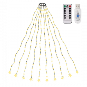 Christbaumbeleuchtung mit Ring, Weihnachtsbaum Lichterkette mit Girlanden, Warmweiß