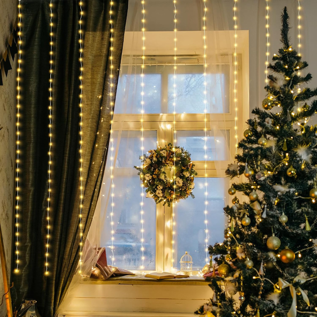 LED Lichtervorhang, 8 Modi mit Timer, Warmweiß – Bild 5