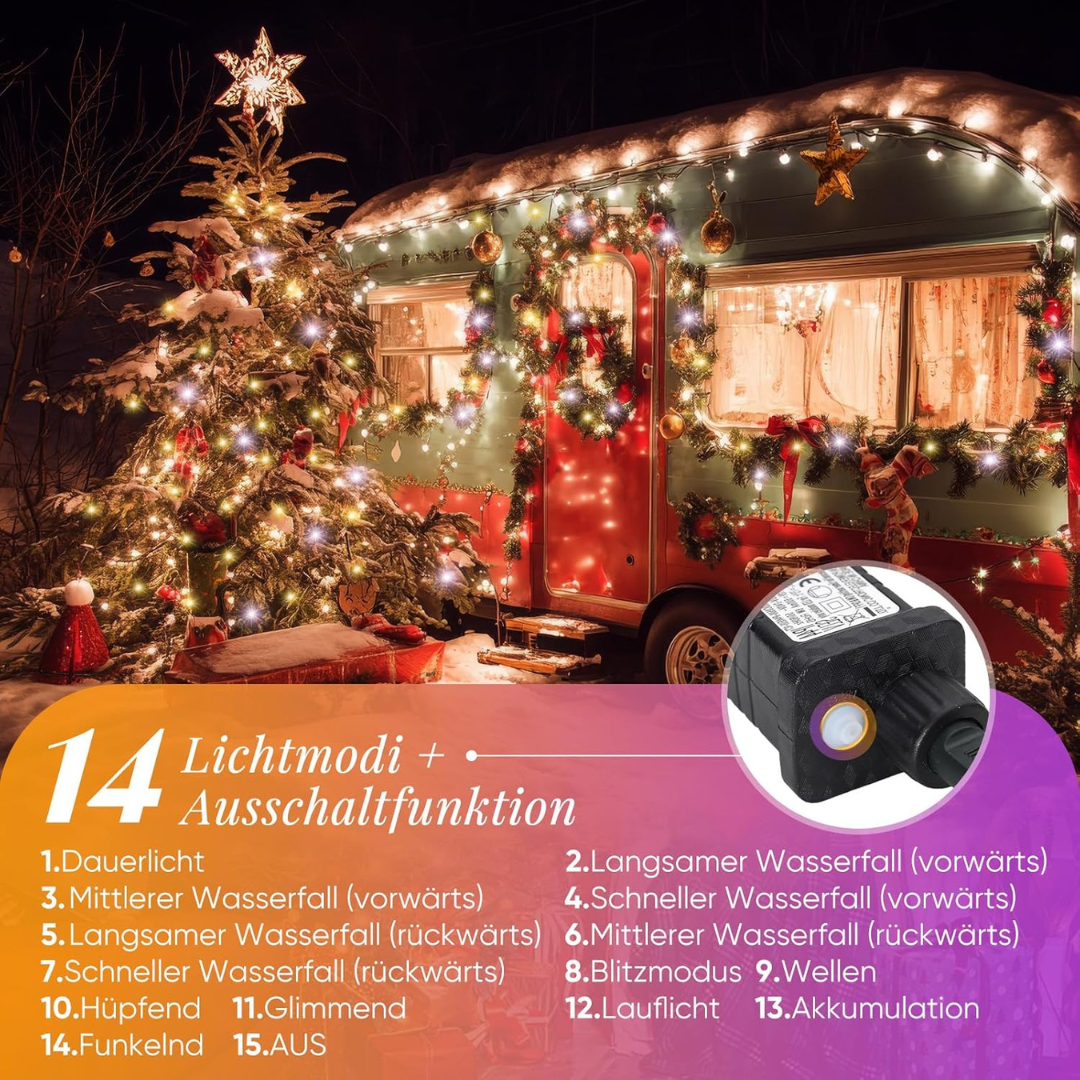 Lichterkette Außen, Warmweiß & Kaltweiß – Bild 3