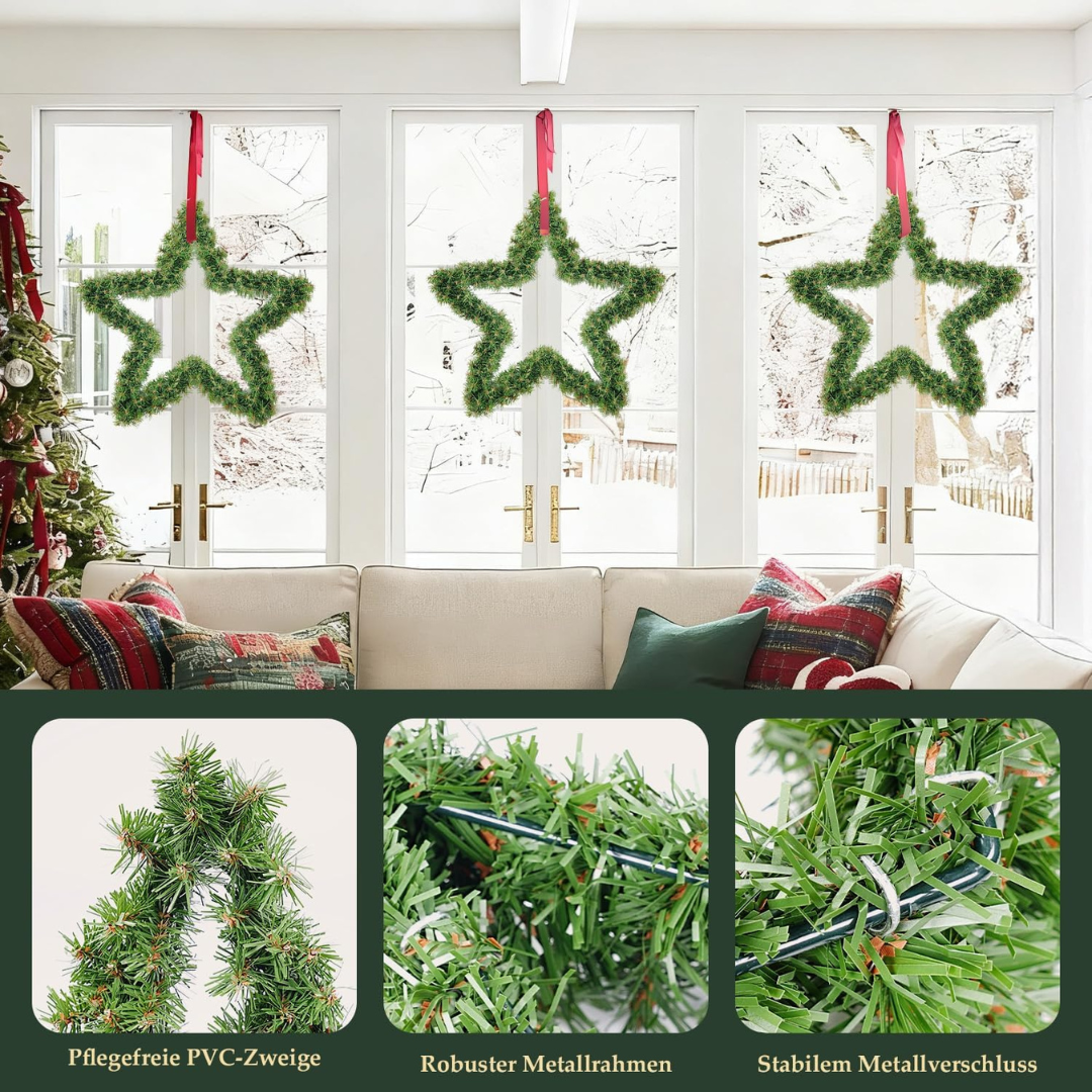 Weihnachtsstern mit grünen Zweigen mit/ohne Beleuchtung – Bild 5