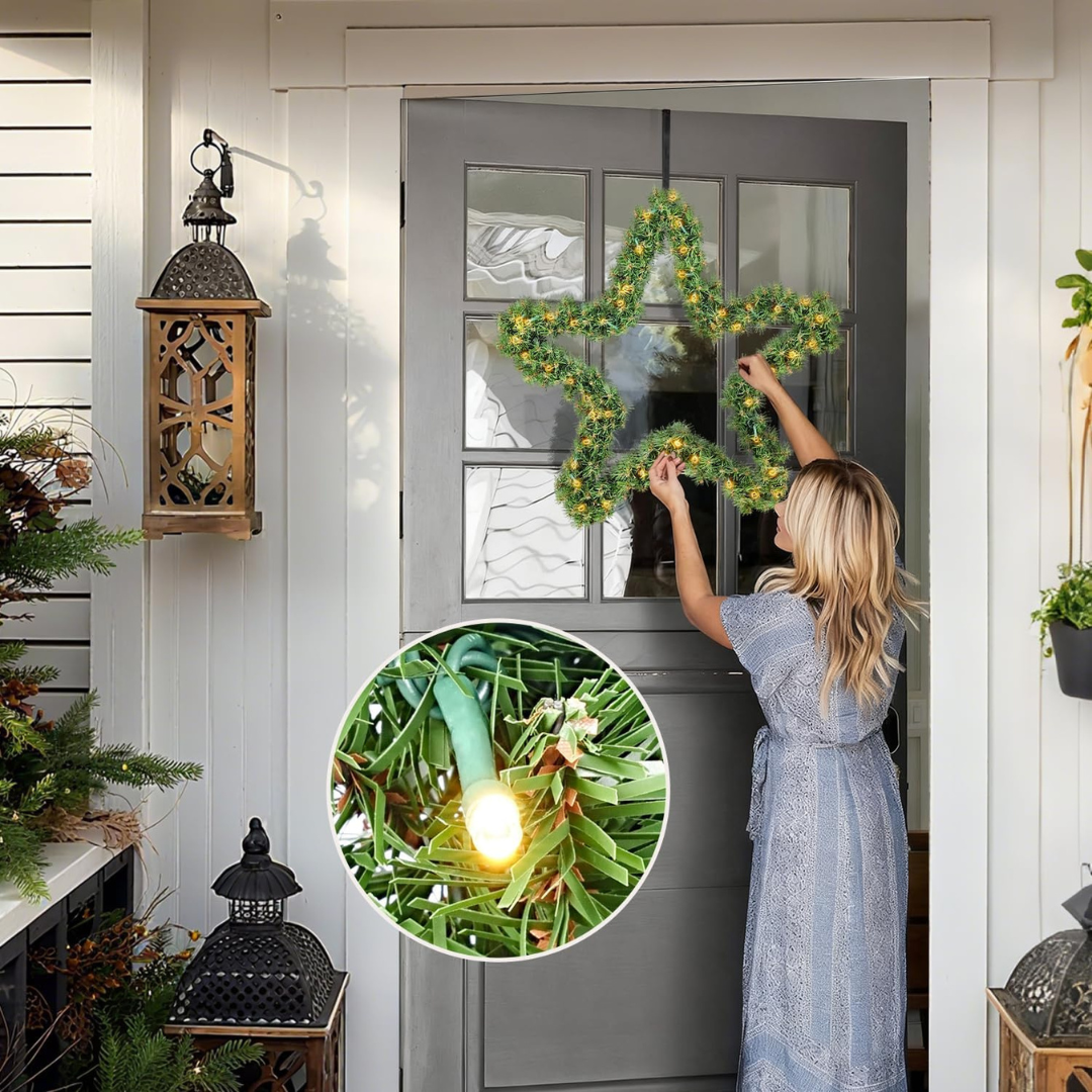 Weihnachtsstern mit grünen Zweigen mit/ohne Beleuchtung – Bild 6