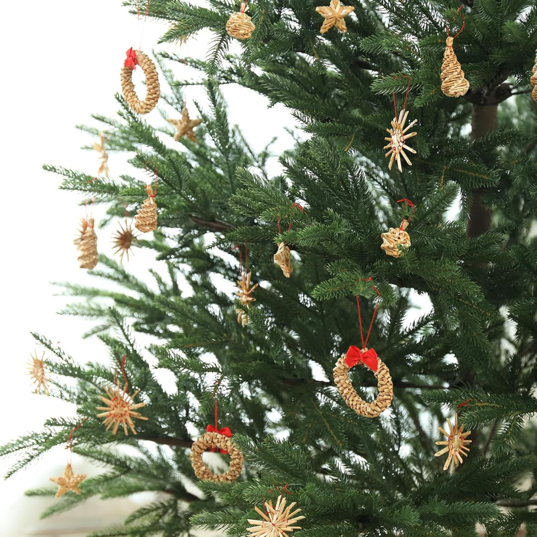 56-teiliges Weihnachtsbaumschmuck aus Stroh – Bild 4
