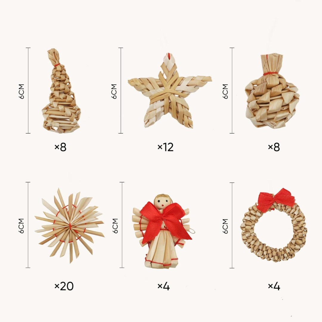 56-teiliges Weihnachtsbaumschmuck aus Stroh – Bild 6