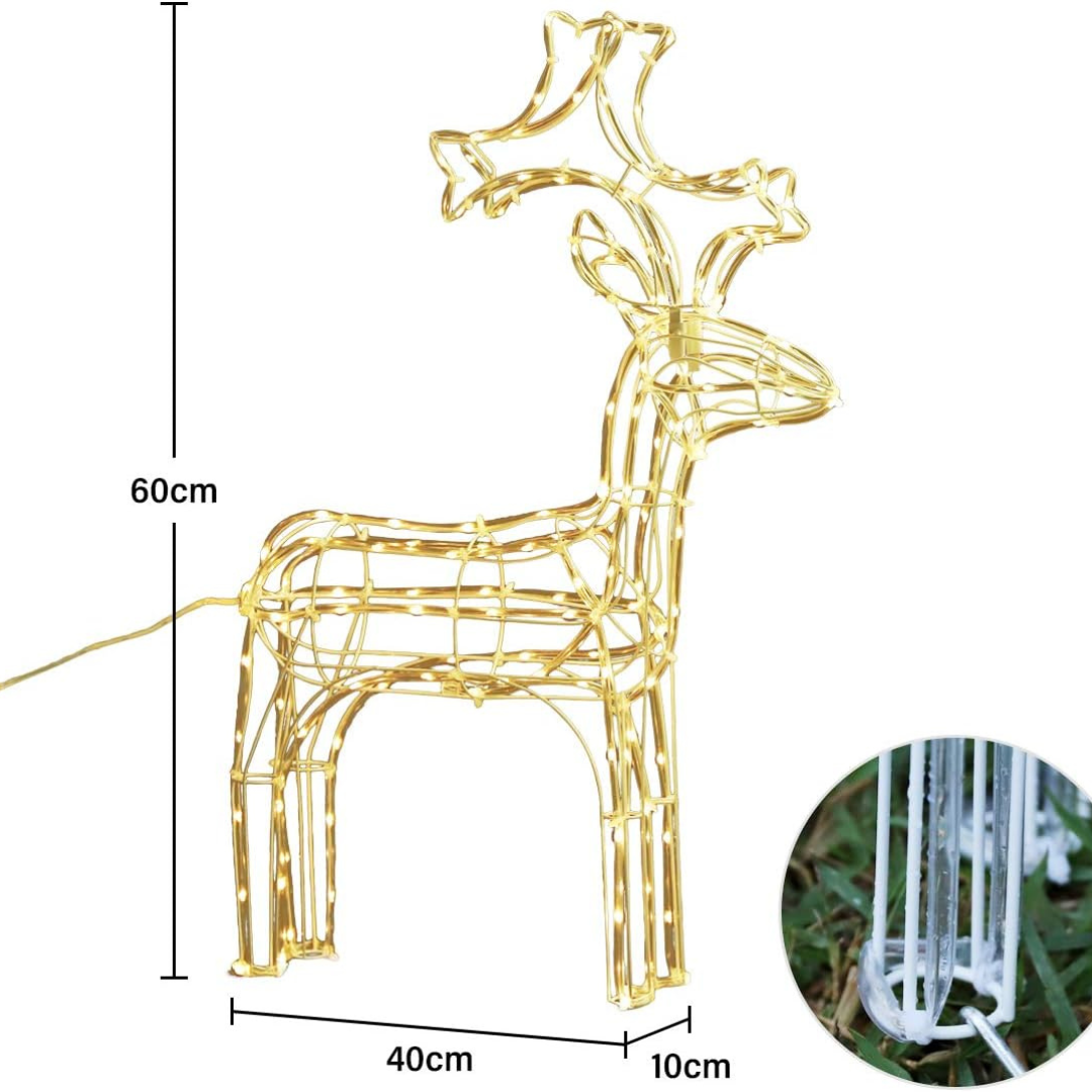 LED Rentier Figur Beleuchtet Außen, 60 cm , Warmweiß – Bild 2