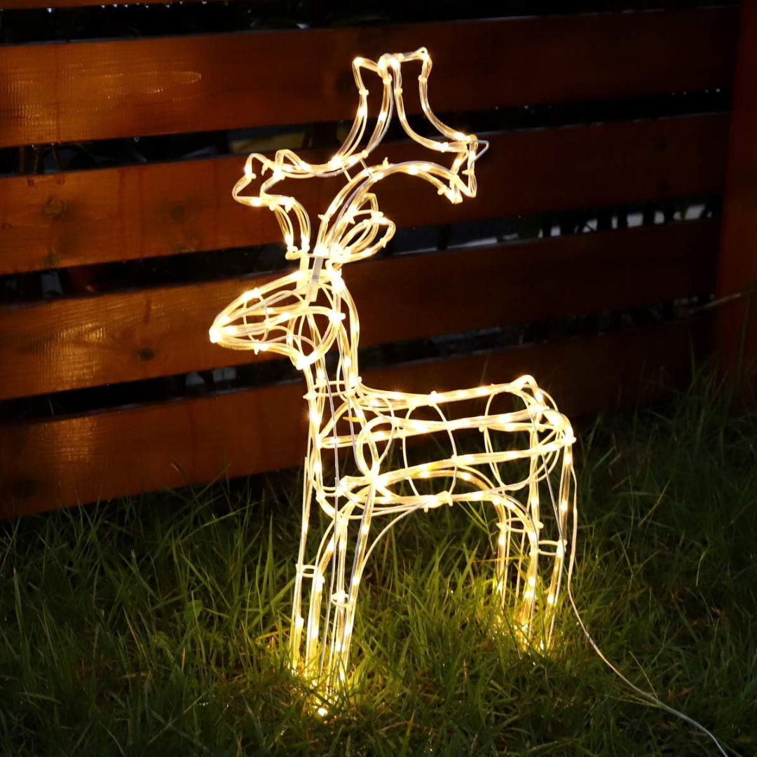 LED Rentier Figur Beleuchtet Außen, 60 cm , Warmweiß – Bild 5