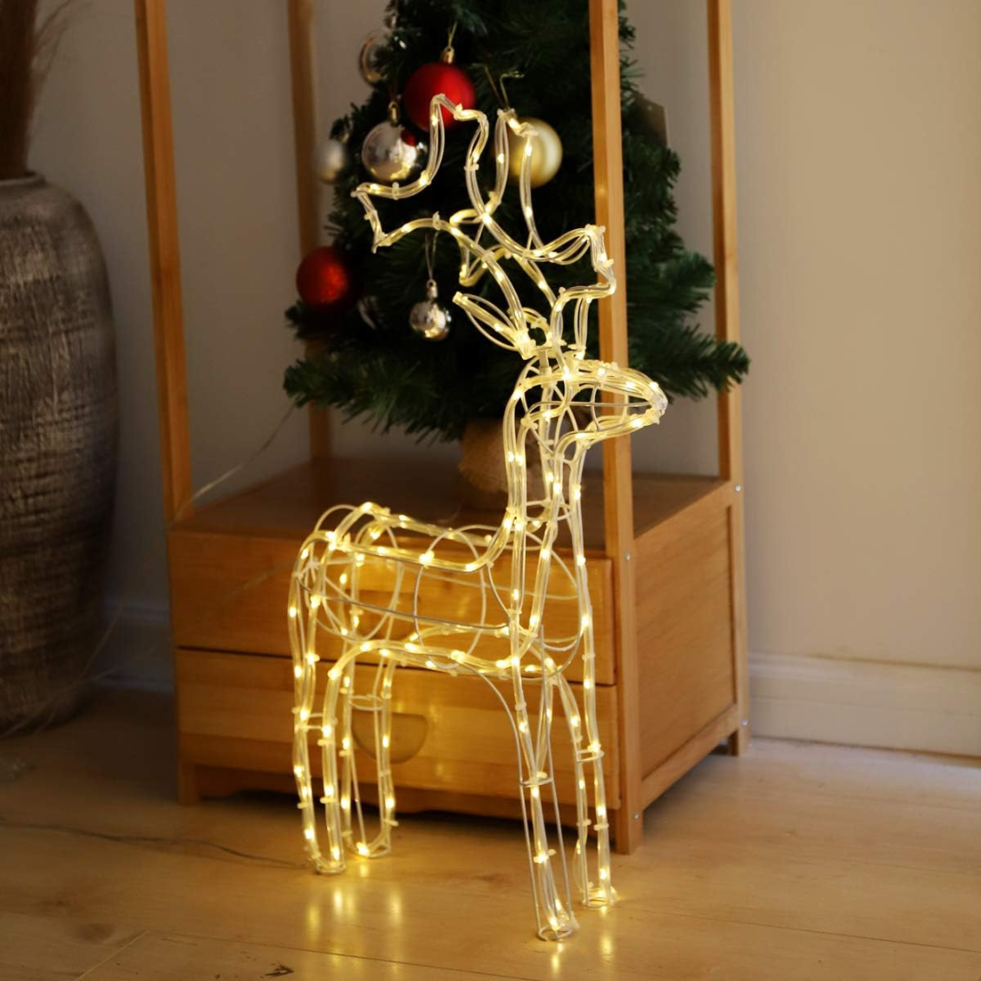 LED Rentier Figur Beleuchtet Außen, 60 cm , Warmweiß – Bild 6