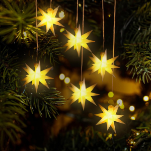 3er/6er Set LED Weihnachtssterne beleuchtet für Außen und Innen, Batterie