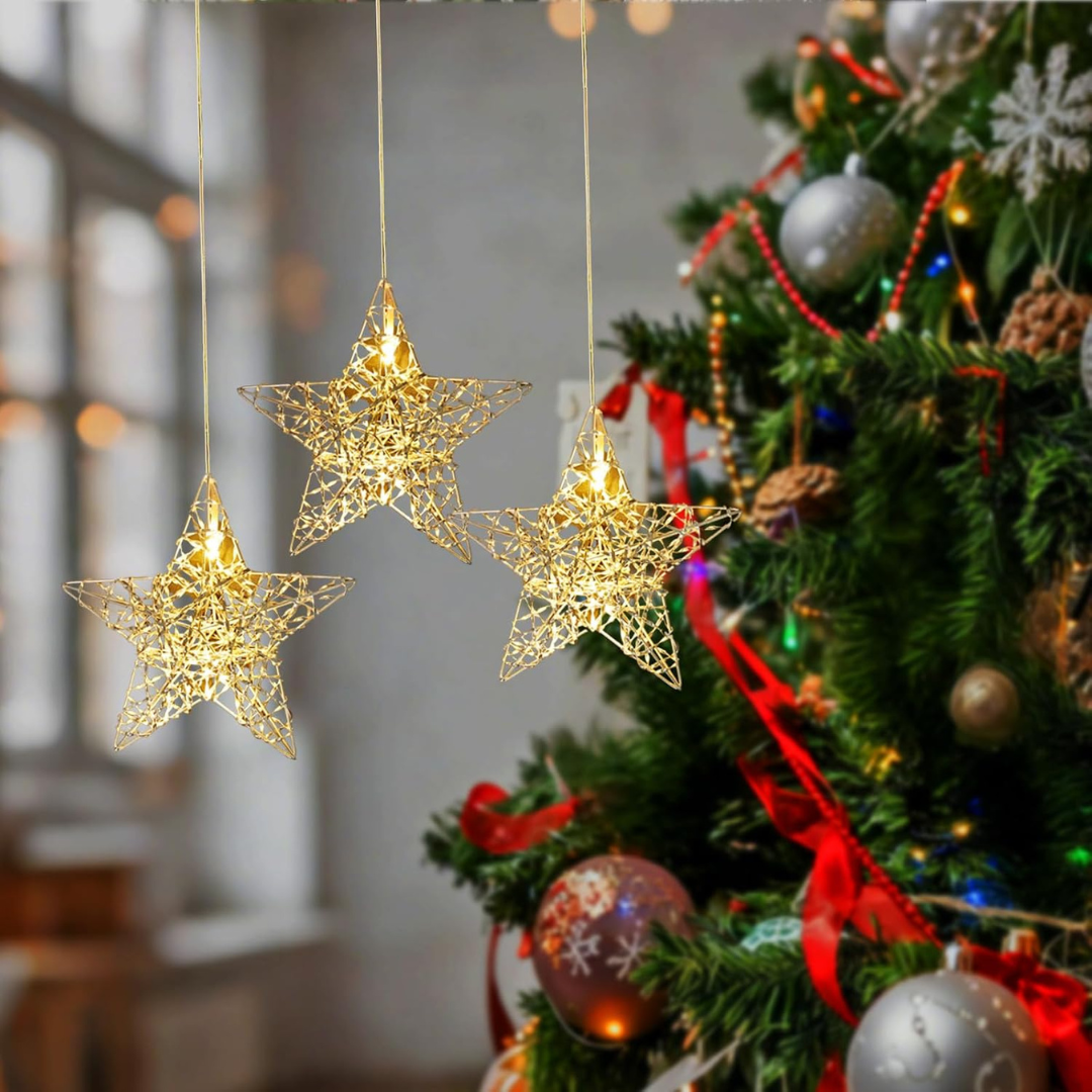 LED Weihnachtssterne Außen und Innen, 3 Sterne, Warmweiß – Bild 7