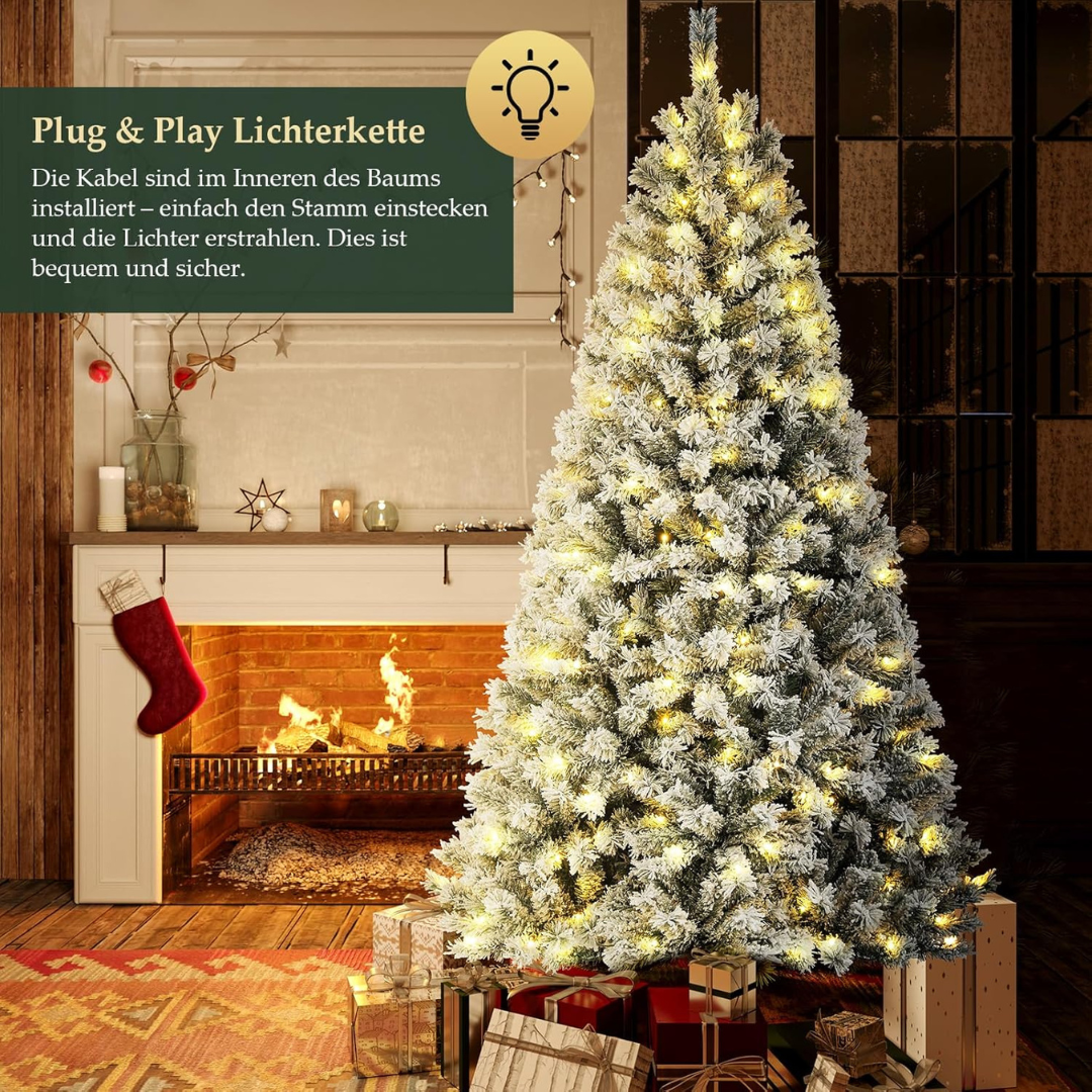 Künstlicher Weihnachtsbaum mit Schnee und Beleuchtung – Bild 4