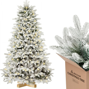 Künstlicher Weihnachtsbaum mit Schnee und Beleuchtung, 180 cm