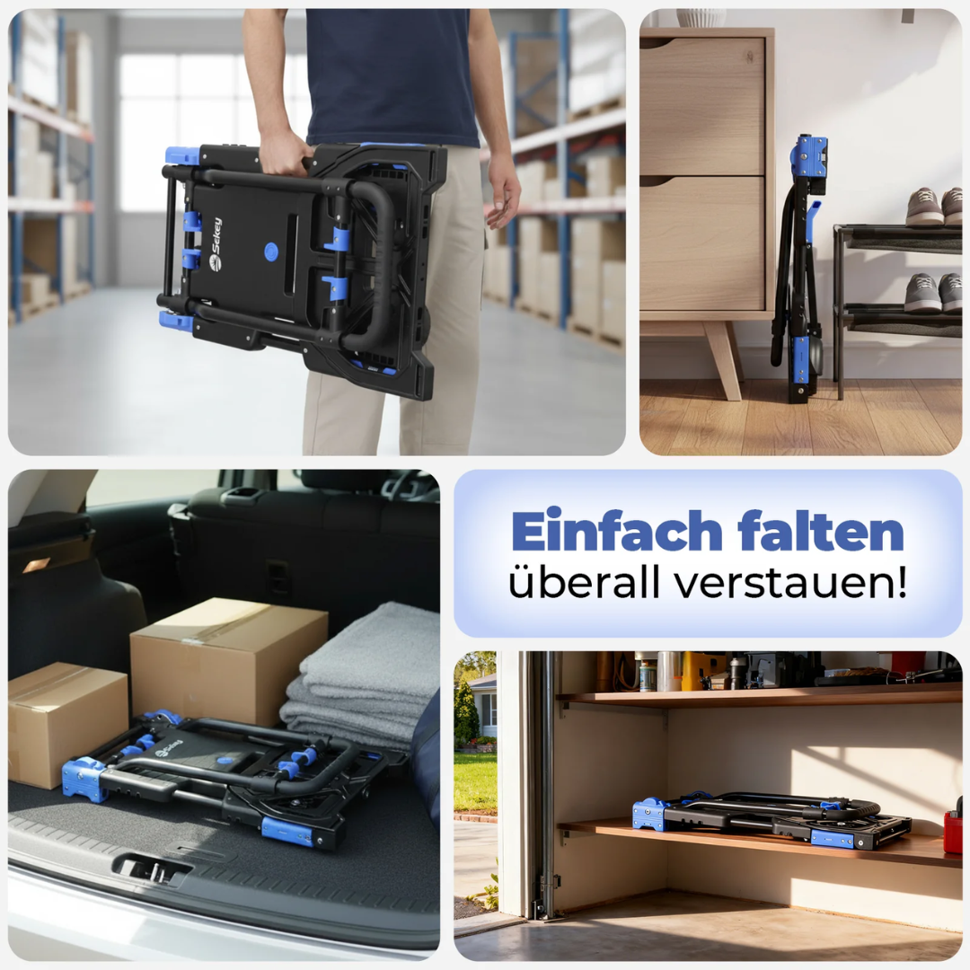 Sekey 2-in-1 Klappbare Sackkarre & Transportwagen – 150 kg Tragkraft, inkl. 2 Expanderseile – Bild 9