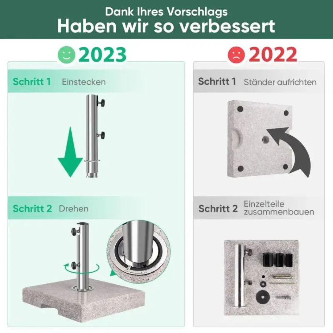 Sekey 25 kg Granit Sonnenschirmständer Eckig, für Schirmstock Ø 22 - 38 mm – Bild 2