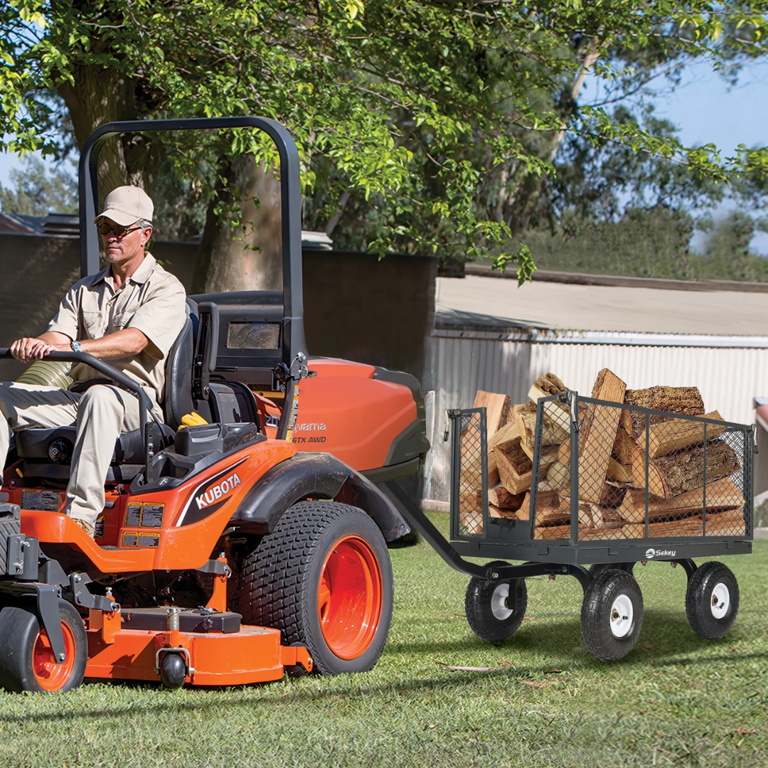 Gartenwagen mit abnehmbaren Seitenwänden & 10-Zoll-Gummireifen, Grün – Bild 8