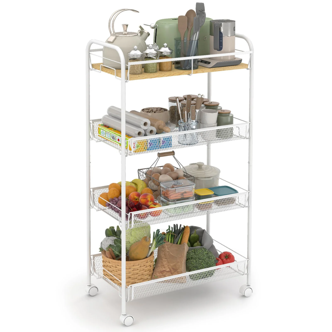 Rollwagen mit 4 Ebenen, Weiß