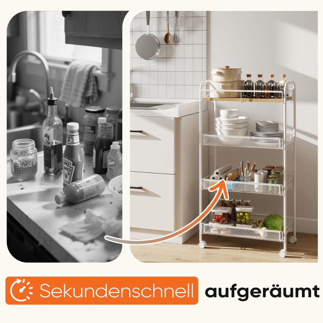 Rollwagen mit 4 Ebenen, Weiß – Bild 4