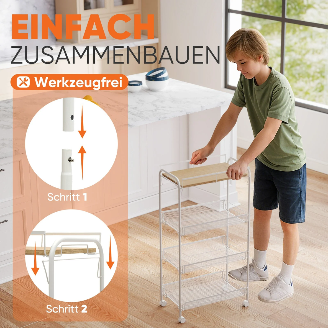 Rollwagen mit 4 Ebenen, Weiß – Bild 5