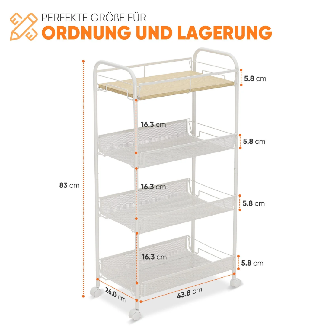 Rollwagen mit 4 Ebenen, Weiß – Bild 6