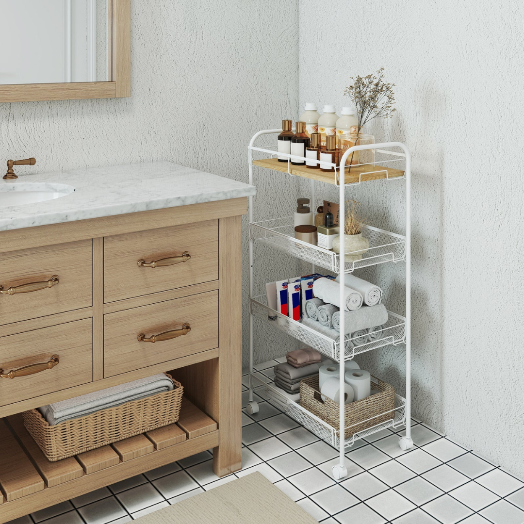 Rollwagen mit 4 Ebenen, Weiß – Bild 7