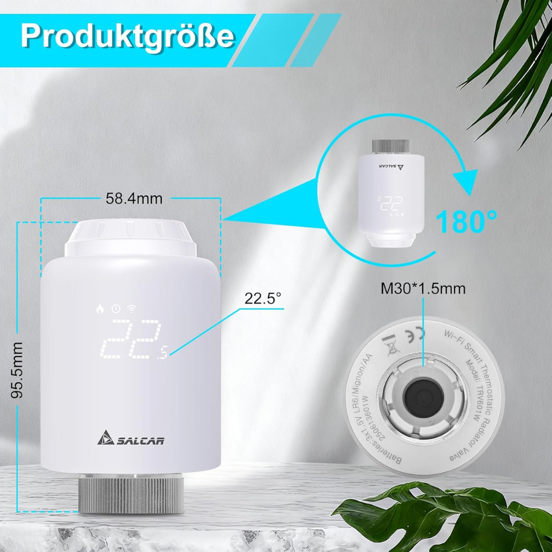 SALCAR Heizkörperthermostat TRV603, Kompatibel mit Amazon Alexa & Google Assistant – Bild 2
