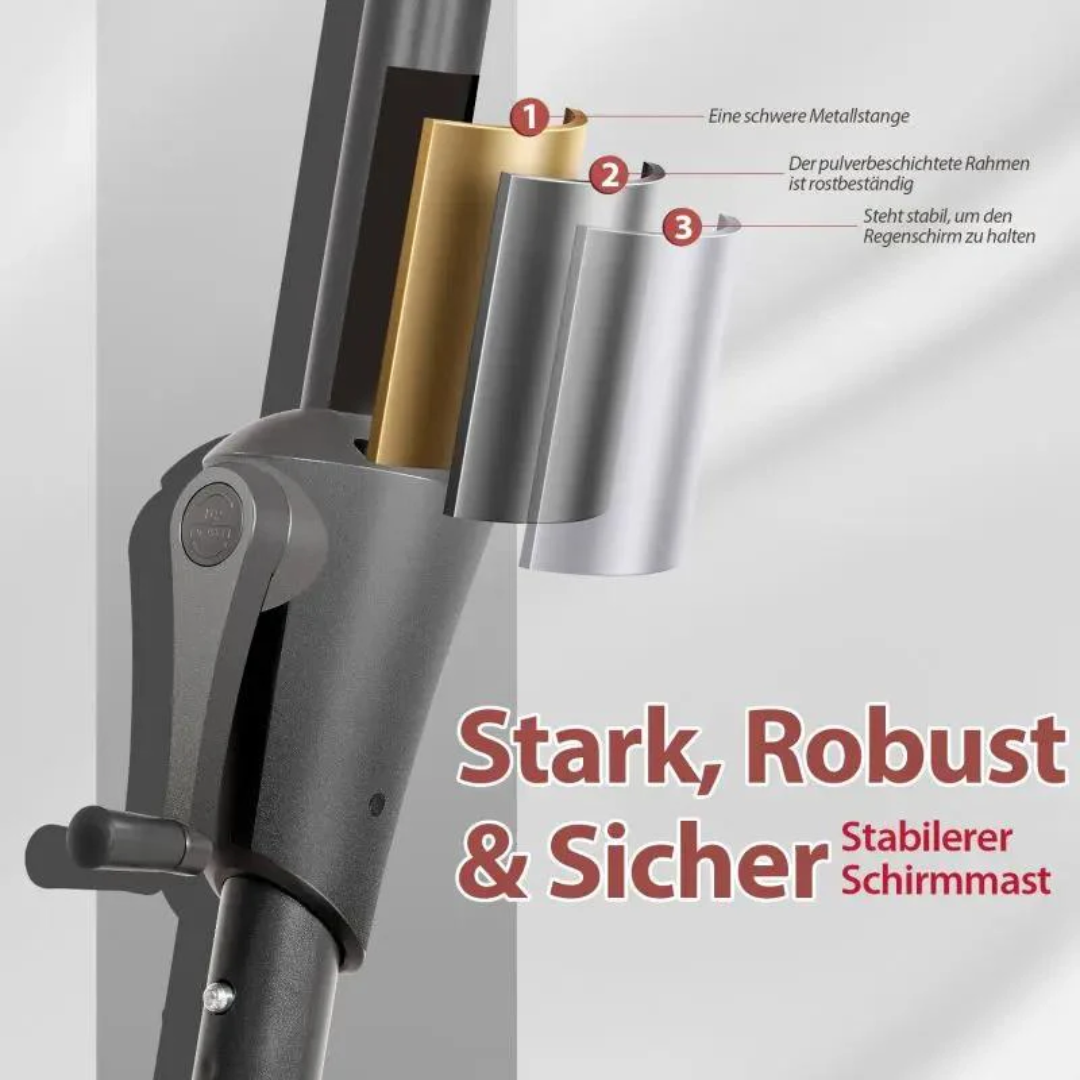 220 cm Sonnenschirm mit Kurbel und Auto Kippen, Sonnenschutz UV50+ – Bild 7