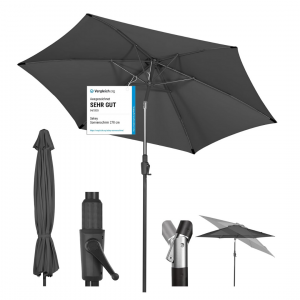 Runder Sonnenschirm Ø 350 cm – mit Kurbel & Auto-Knickfunktion – Windstabil, UPF 50+