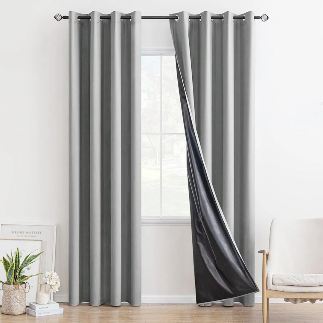 Verdunkelungsgardine mit Thermofunktion Blickdichter Vorhang in Hellgrau, 1 Stück – Bild 7