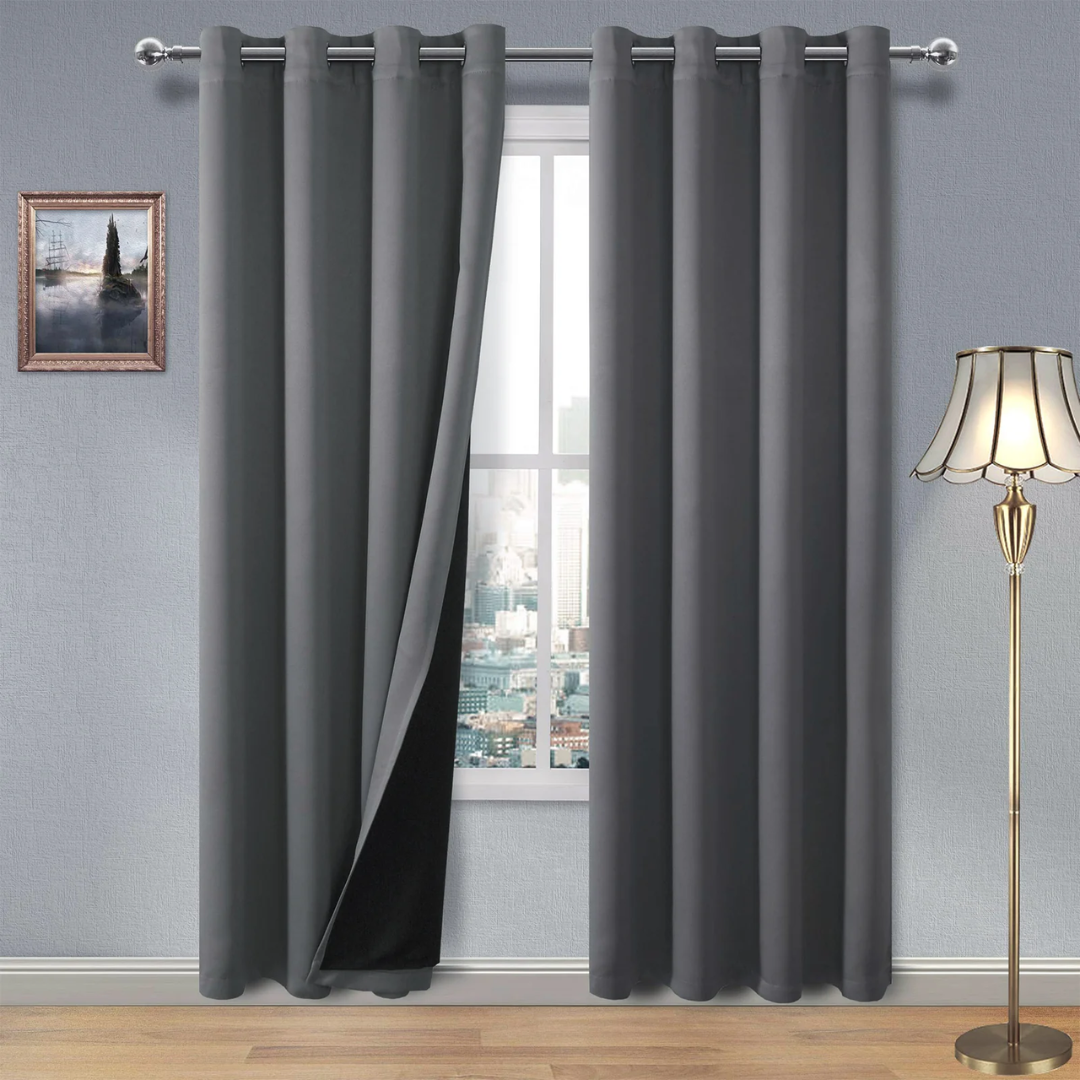 Verdunkelungsgardine mit Thermofunktion Blickdichter Vorhang in Dunkelgrau, 1 Stück