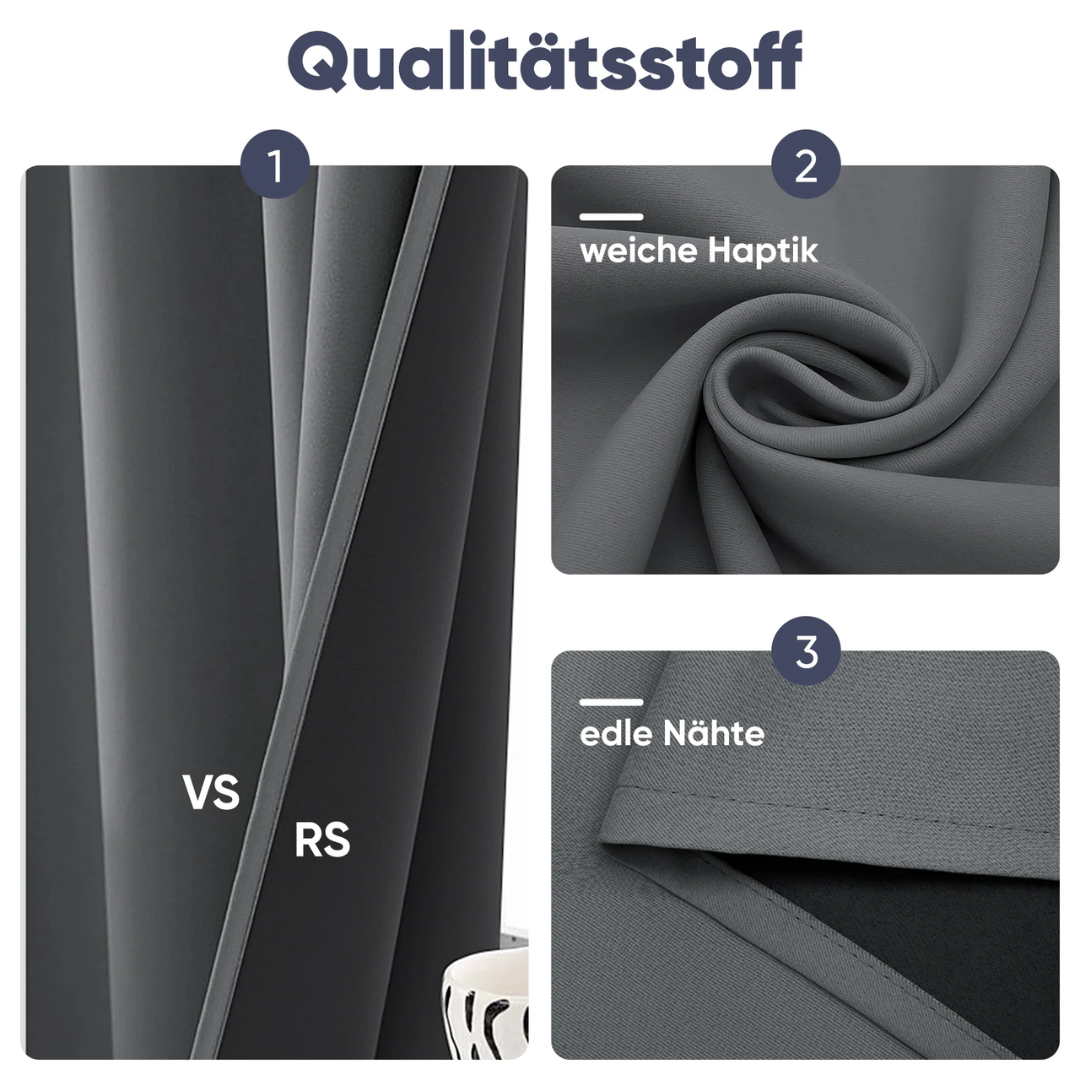 Verdunkelungsgardine mit Thermofunktion Blickdichter Vorhang in Dunkelgrau, 1 Stück – Bild 4