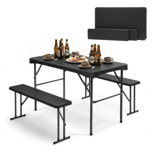Bierzeltgarnitur 113 cm – 3-teiliges klappbares Set mit Tisch & 2 Bänken