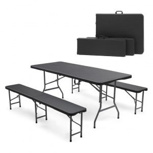 Klappbare Bierzeltgarnitur 180 cm im Rattan-Look