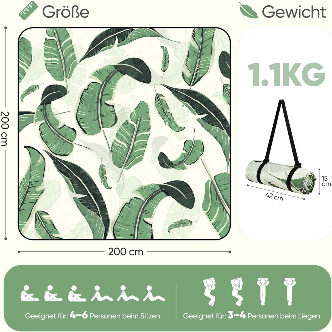 Picknickdecke Wasserdicht 200x200 cm Tropical – Bild 6