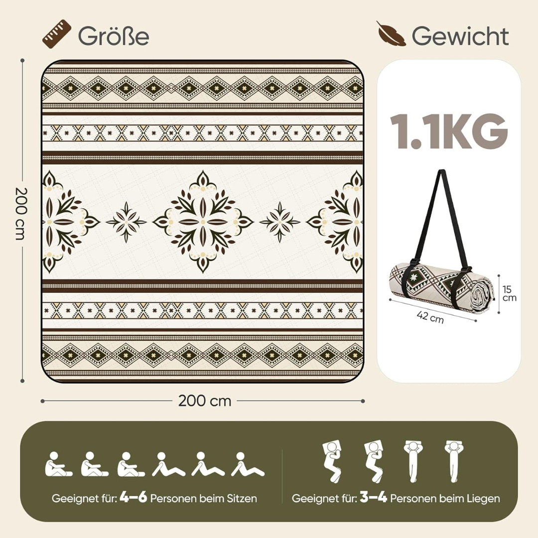 Picknickdecke Wasserdicht 200x200 cm Mandala – Bild 3