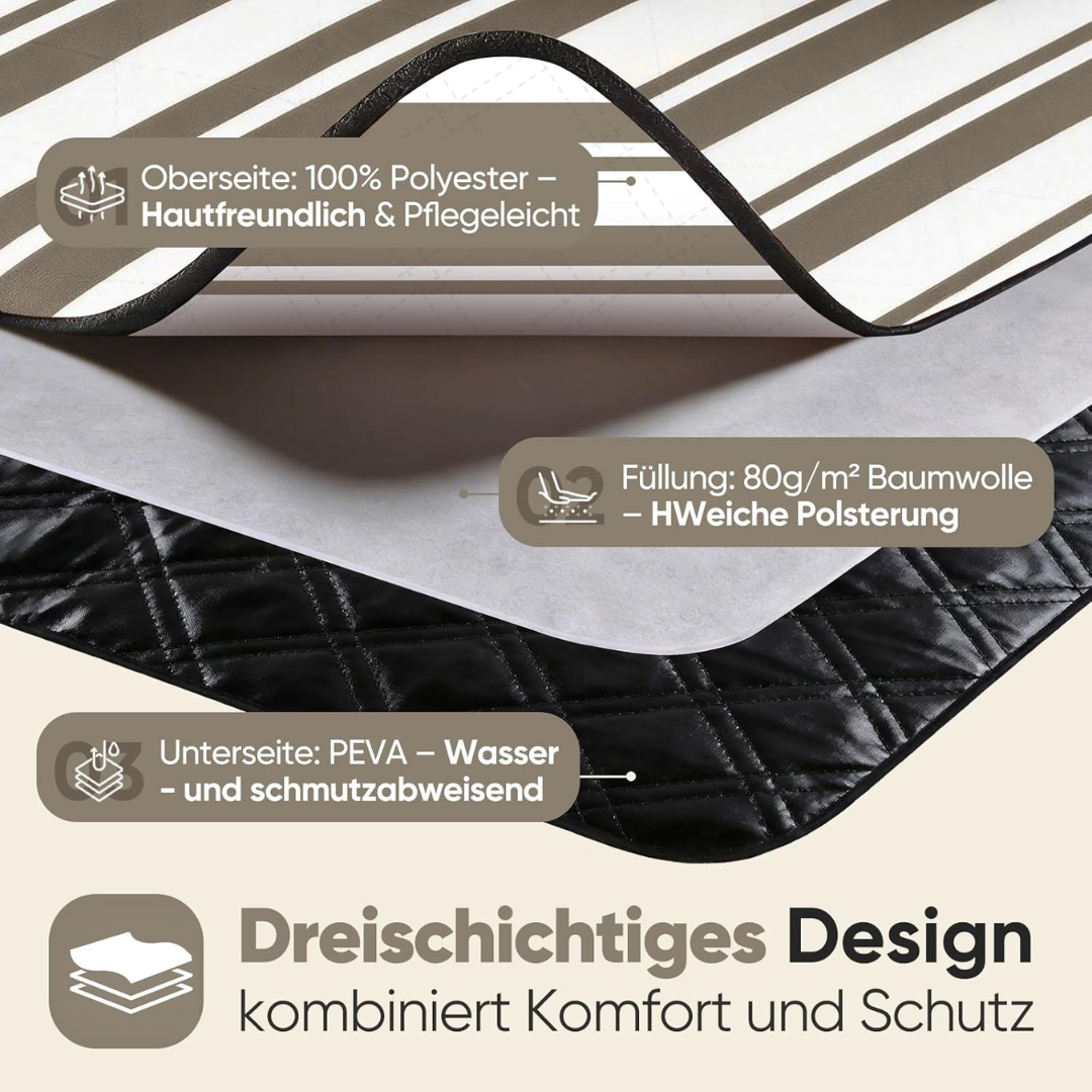 Picknickdecke Wasserdicht 200x200 cm Streifen braun – Bild 5