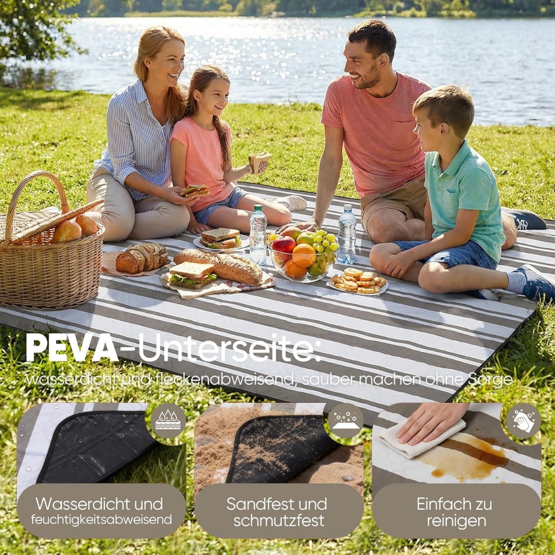 Picknickdecke Wasserdicht 200x200 cm Streifen braun – Bild 6