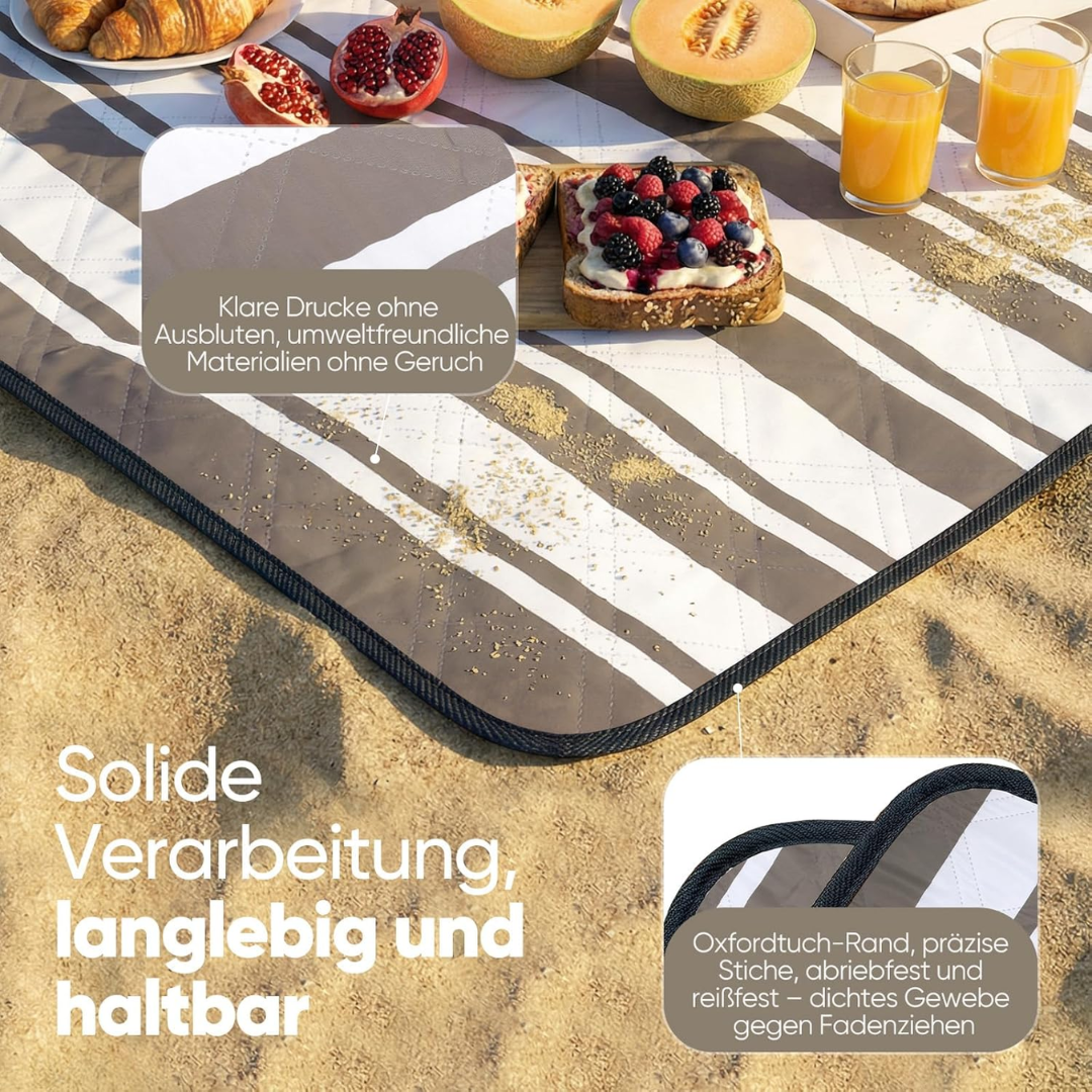 Picknickdecke Wasserdicht 200x200 cm Streifen braun – Bild 7