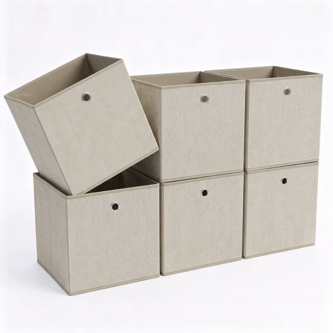 Aufbewahrungsboxen 6er Set 33 × 33 × 33 cm beige – Bild 2