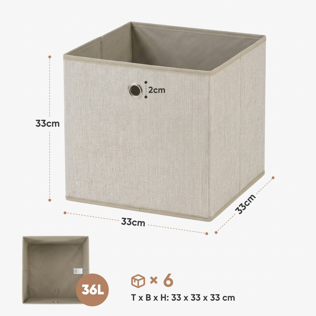 Aufbewahrungsboxen 6er Set 33 × 33 × 33 cm beige – Bild 11