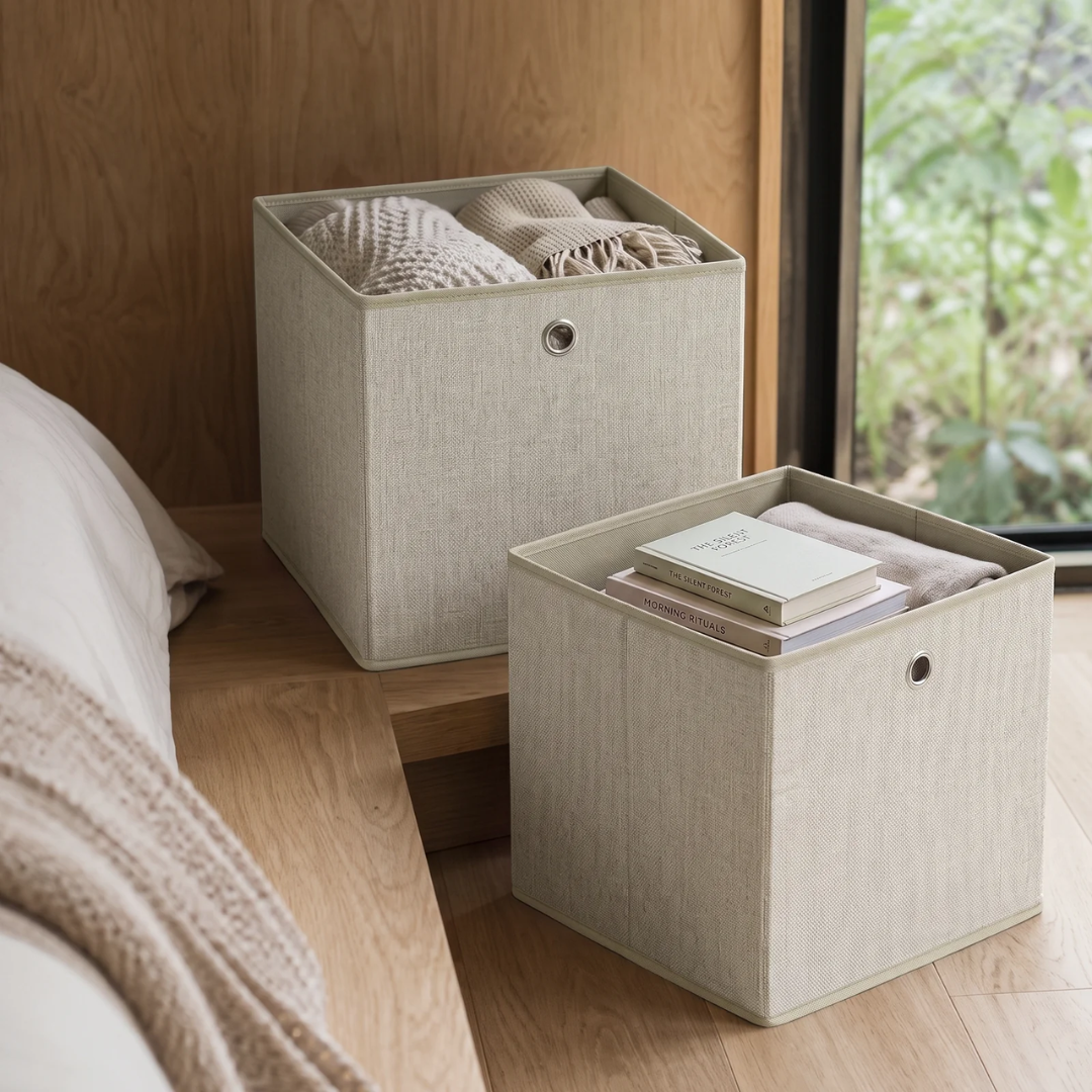 Aufbewahrungsboxen 6er Set 33 × 33 × 33 cm beige – Bild 3