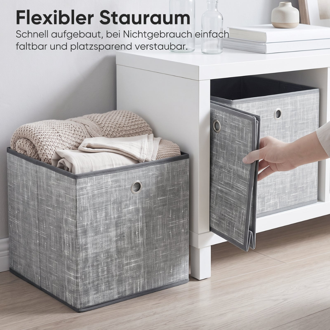 Aufbewahrungsboxen 6er Set 33 × 33 × 33 cm – Faltbare Stoffboxen mit Grifföse – Bild 5