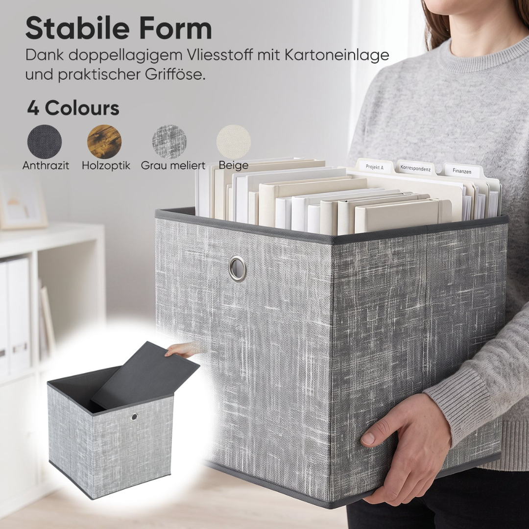 Aufbewahrungsboxen 6er Set 33 × 33 × 33 cm – Faltbare Stoffboxen mit Grifföse – Bild 6