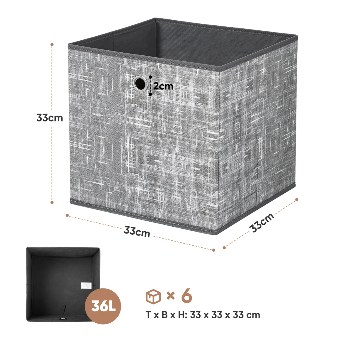 Aufbewahrungsboxen 6er Set 33 × 33 × 33 cm – Faltbare Stoffboxen mit Grifföse – Bild 7