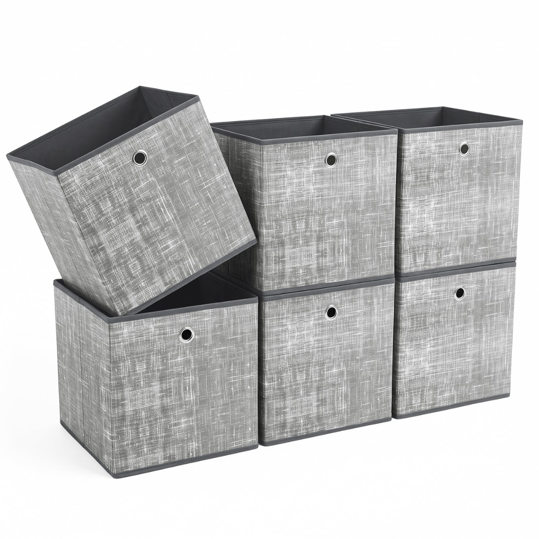Aufbewahrungsboxen 6er Set 33 × 33 × 33 cm – Faltbare Stoffboxen mit Grifföse
