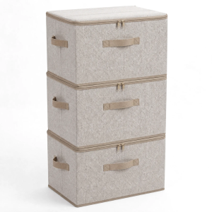 Aufbewahrungsboxen mit Deckel & Griffen – Faltbare Stoffboxen Organizer 50×30×30 cm