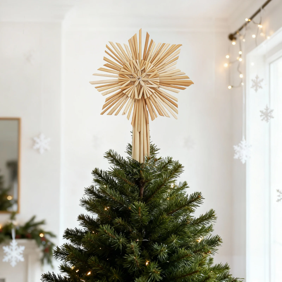 Christbaumstern aus Stroh, 24,5 cm Schneeflocke