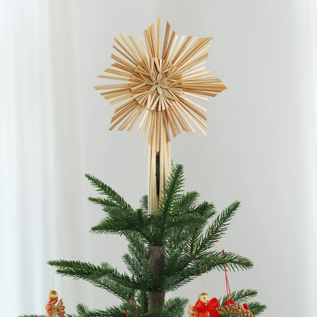 Christbaumstern aus Stroh, 24,5 cm Schneeflocke – Bild 8