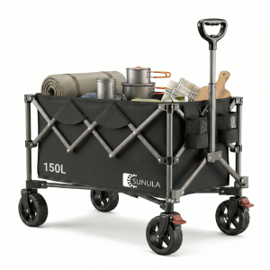 Faltbarer Bollerwagen 120 kg – 150L Handwagen mit Geländerädern
